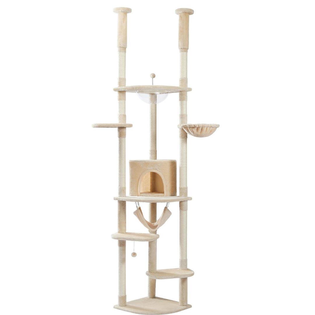 Ceiling Secured Cat Tree with Hideout House