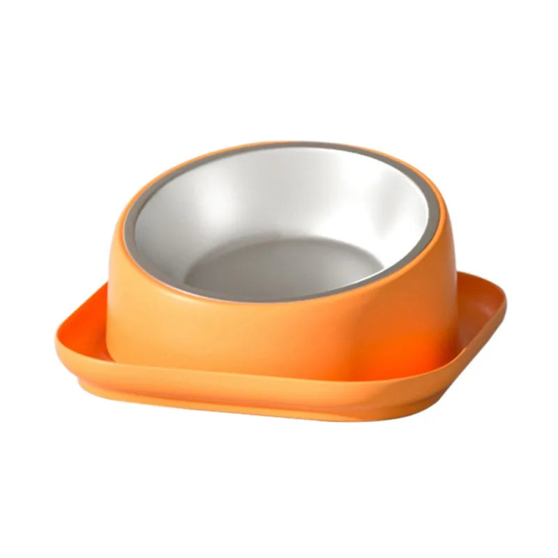 Round Tilted Cat Food Bowl with Spill Proof