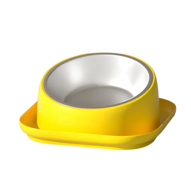 Round Tilted Cat Food Bowl with Spill Proof