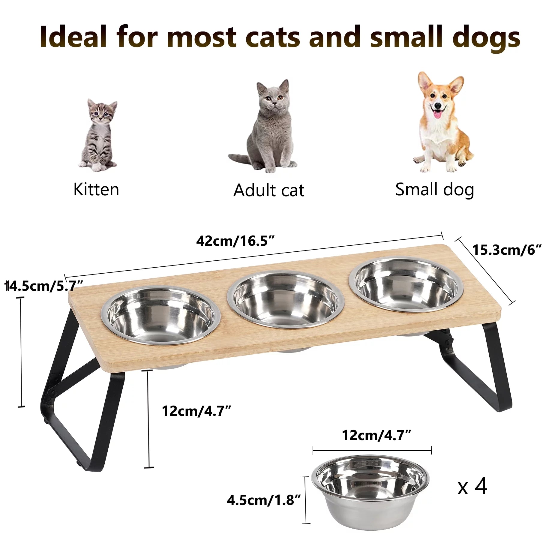 Elevated Cat Food Bowl 3 in One Set