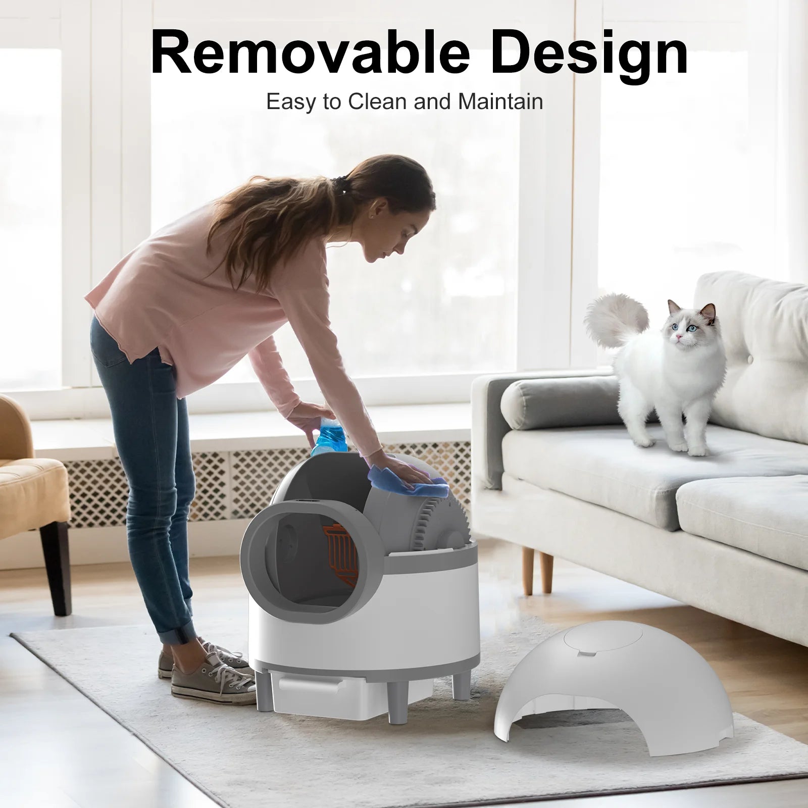 Spaceship Large Automatic Cat Litter Box with App Control