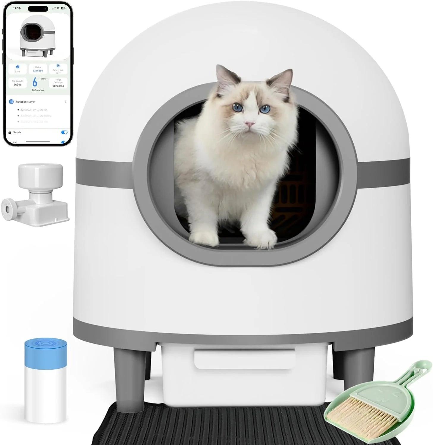 Spaceship Large Automatic Cat Litter Box with App Control