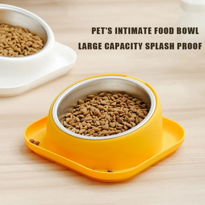 Round Tilted Cat Food Bowl with Spill Proof