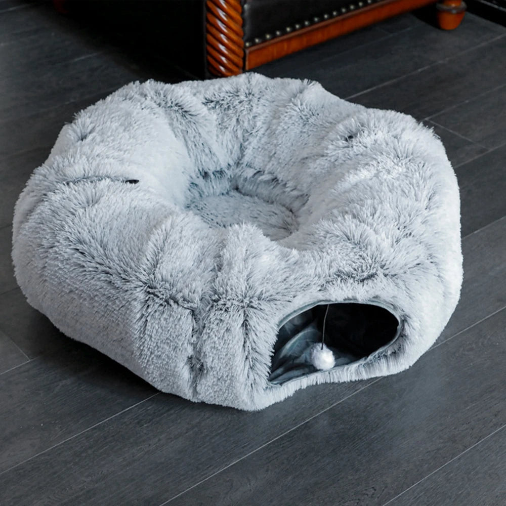 Furry Mini Donut Tunnel House for Cats