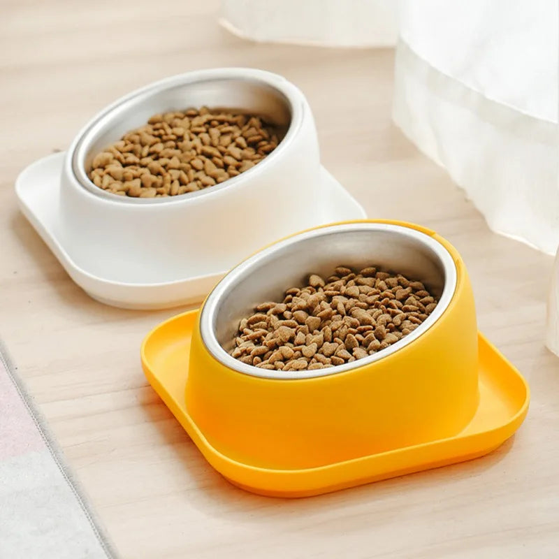 Round Tilted Cat Food Bowl with Spill Proof